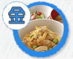【金曜日】親子丼、キュウリの酢の物、なめこと豆腐のみそ汁