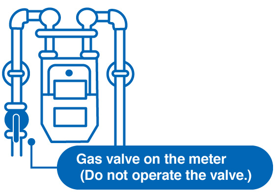 Gas valve on the meter(Do not operate the valve.)