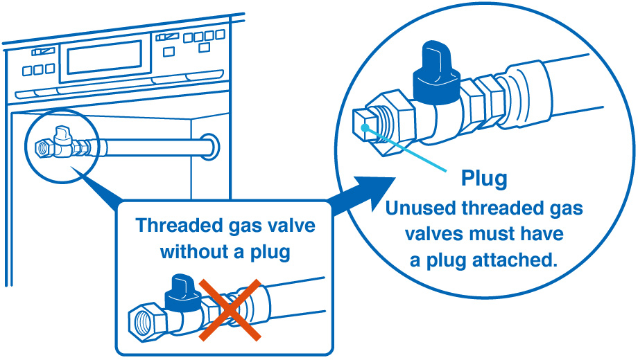 Threaded gas valve without a plug